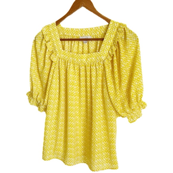 LOFT Outlet Square Neck Puff Sleeve Top - Picture 7 of 13